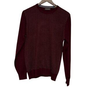 Dan John Men's Sweater Girocollo Jacquard Crewneck Burgundy Small NEW Italy